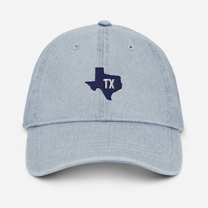 Texas TX Embroidered Denim Hat, Light Blue
