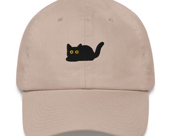 Black Cat Premium Embroidered Dad Hat: Black Cat, Kitten, Great for Cat Moms & Cat Dads, Cat Gifts, Cute Cat Gift