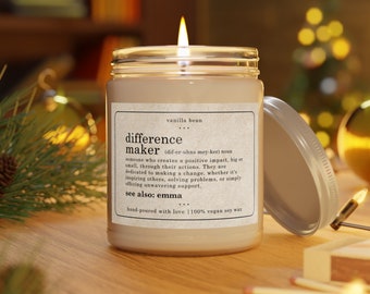 Difference Maker Personalized Candle Thank You Candle Gift Custom Gift Defintion Candle Gift for Coworker Candle Gift for Mom Custom Candle