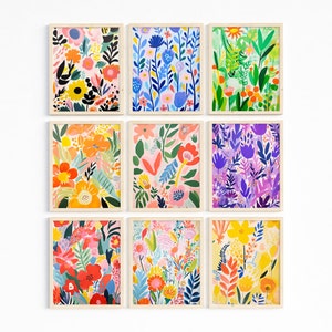 Floral Flourish: Set of 9 Exquisite Color Prints, Botanical Wall Art, Custom Wall Art Set, High-Quality Digital Download Prints