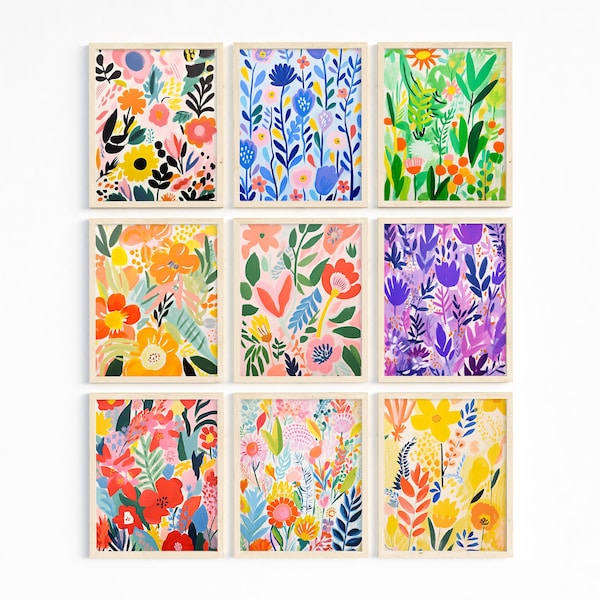 Spring Printable Floral Set of Color Prints Spring Flowers Botanical Wall Art Floral Custom Wall Art Set Digital Prints Floral Prints