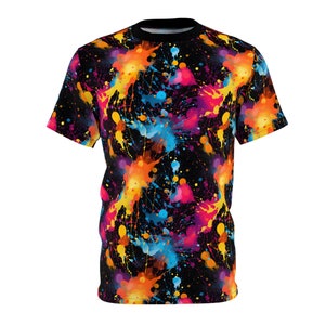 Neon Paint Splatter T-Shirt, Unisex