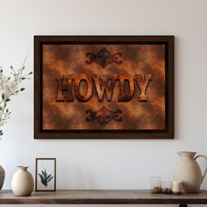 Impression d'art typographie de Howdy, impression d'art Western Art, ranch, maison, cadeau d'art, décoration western, ranch, décoration murale, cadeau, décoration murale sud, cadeau