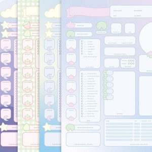 Character Sheet 5 Pack — D&D 5e — Form Fillable + Printable PDF