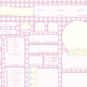 Cute D&D 5e Character Sheet – Printable Form-Fillable PDF