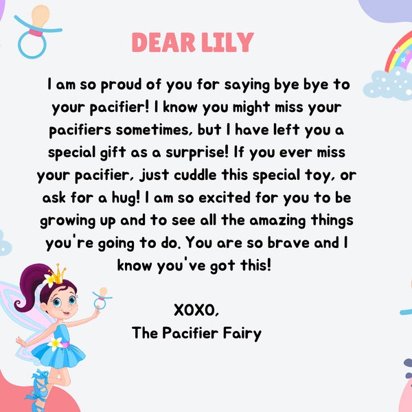 Pacifier Fairy Letter