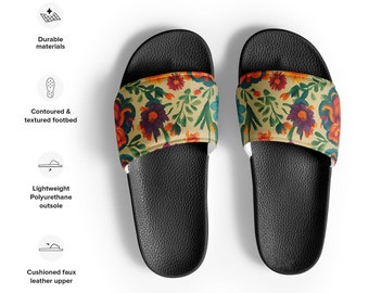 Women's slides, mexican flower design slides.