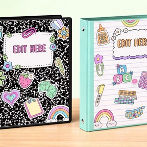 Editable Binder Covers and Spines | Colorful Composition Notebook ...