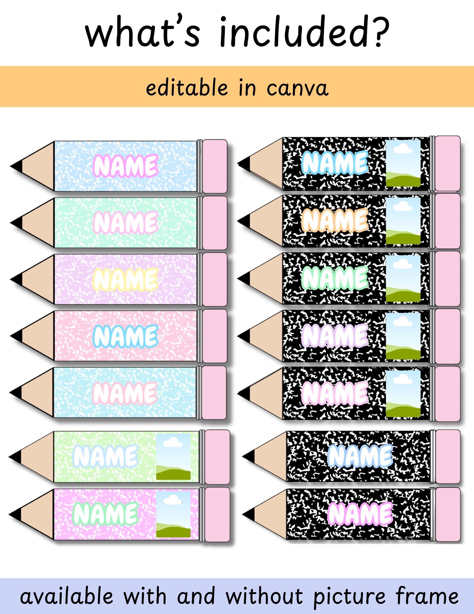 Editable Composition Notebook Name Tags | Personalized Student Desk ...
