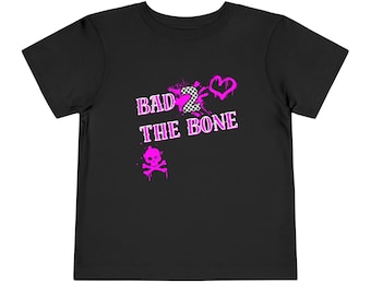 Maglietta per il secondo compleanno "Bad 2 The Bone" / Maglietta rosa punk rock per bambina / Completo per il secondo compleanno della bambina