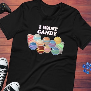 Camiseta unissex I Want Candy, para homem, para mulher, pokémon, pequena empresa, presente, pickachu, PokémonGo, Scarlet e Violet, aniversário, treinador