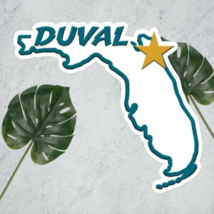 Duval Jacksonville Adesivo senza bolle, NFL, Jacksonville Jaguars, Calcio, Sport, Trevor Lawrence, Kirk, Ingram, Florida, Allen, Jags