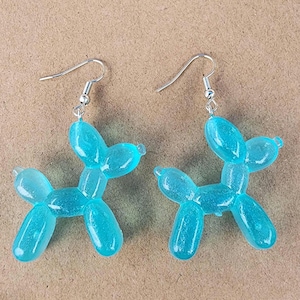 Blue Balloon Dog 3D Earrings