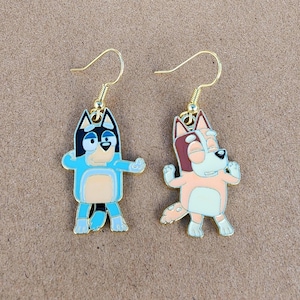 Blue Heeler Cartoon Dog Earrings