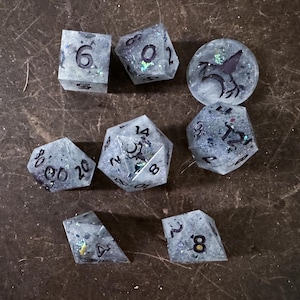 Handmade Resin Dice Set, “Smoke and Mirrors”, RPG dice set, gifts for dungeon master, gaming accessories, nerdy gifts, ttrpg accessories