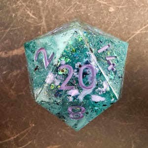 Handmade Resin Chonk d20, “High Tide”, 35mm chonk d20, dice for dnd, for ttrpg, gifts for nerds, gifts for dungeon master, big d20