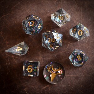 Handmade Resin Dice Set, “On the Dancefloor”, RPG dice set of 7, DnD gifts for dungeon master, gaming accessories, nerdy gifts, tabletop
