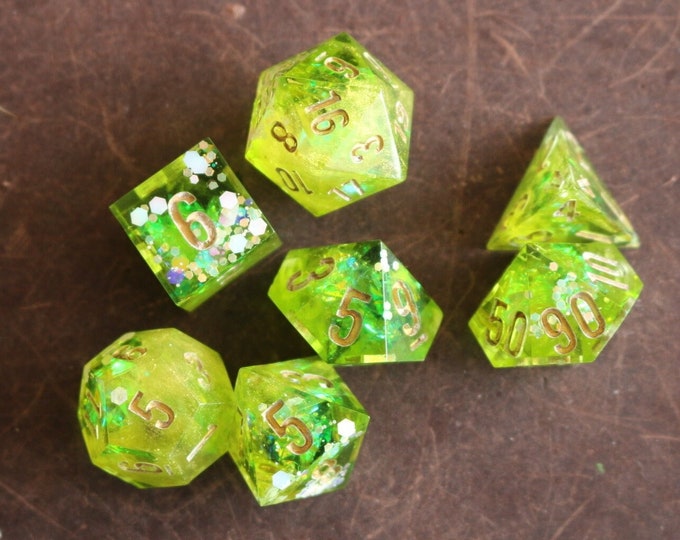Tink- resin dice handmade, RPG dice set of 7,  dnd dice, DnD gifts for dungeon master, gaming accessories, gifts for nerds