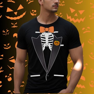 Orange Tuxedo T-Shirt with Halloween Pumpkin