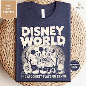 Maglietta Disney World, Maglietta "Il posto più spaventoso della Terra", Maglietta di Halloween di Topolino e Minnie, Maglietta di Magic Kingdom, Maglietta di Halloween Disney 2025