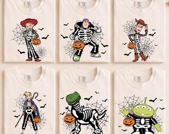 Disney Toy Story Halloween Custom Shirt, Disney Characters Skeleton Tee, Disney Family Halloween, Disneyland Halloween Tee, Spooky Squad