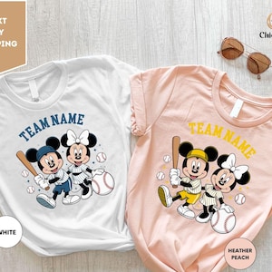 Personalized Disney Mickey and Minnie Mouse Baseball Team Matching Shirt, Mickey and Minnie Mouse Shirt, Disney Sports Shirt, Baseball Shirt