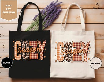 Cozy Season Tote Bag, Retro Fall Tote Bag, Get Cozy Tote Bag, Womens Fall Tote Bag, Fall Graphic Tote Bag, Autumn Tote Bag, Gift for Women