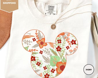 Comfort Colors Flower Mickey Shirt, Disney Garden Festival Shirt, Mickey Shirt, Floral Disney Shirt, Floral Mickey Shirt, Gardener Gift Tee