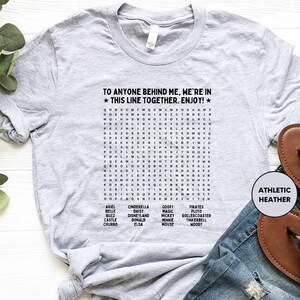 Funny Interactive, Disneyland T-Shirt, Fun Word, Search Puzzle on Back, Waiting in Line, Disneyland Ride, Disney world, Word Find, Line Game image 3