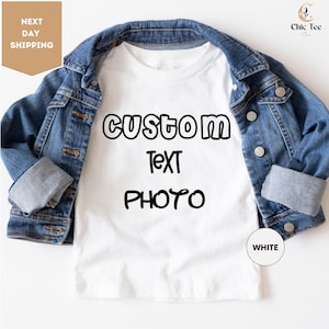 Personalised Kids Photo T-Shirt, Childrens Custom Text T-Shirt, Custom Name Baby Shirt, Custom Baby Bodysuit Shirt, Custom Text Kids Shirt