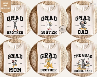 Personalized Disney Graduation Family Shirts, Mickey & Friends Disney Graduation 2026, Disney Graduation 2026 Shirts, Disney Grad Squad Tee