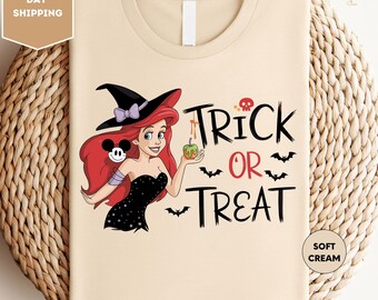 Halloween Ariel Shirt, Trick or Treat Shirt, Halloween Ariel Mermaid Shirt, Princess Halloween Shirt, Halloween Disney Shirt, Halloween Tee