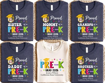 Custom Proud Family Pre-K Graduation Shirt, Pre-K Graduation Shirt, Custom Kids Photo Shirts, Grad Gift for Kids, Proud Mommy of a Pre-K Tee