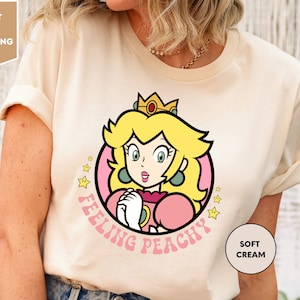 Cute Princess Peach Shirt, Princess Peach, Feeling Peachy Shirt, Kids Birthday Gift For Her image 1