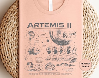 Vintage Artemis II Back To The Moon Shirt, Space Exploration Apparel T-Shirt, Future Moon Mission Shirt, Space Lover Gift, Artemis 2 Shirt