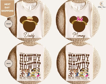 Mickey and Minnie Howdy Shirt, Disney Western Family T-Shirt, WDW Family Trip 2025 Shirt, Western Style Shirt, Disney Family Matching Shirt