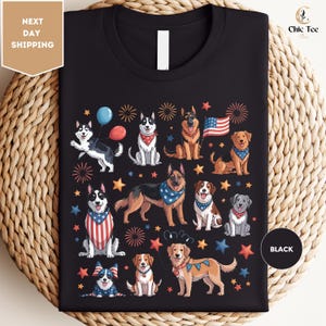 Patriottische honden 4 juli shirt, Amerikaanse hondenshirts, VS hondenshirt, VS vlag shirt, Independence Day huisdier minnaar cadeau, vuurwerk hondenshirt
