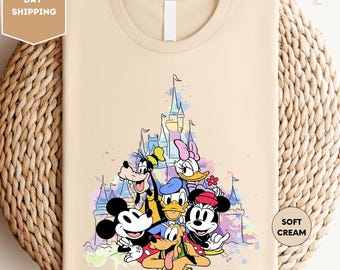 Mickey and Friends Castle Shirt, Watercolor Mickey Mouse Shirt, Disney World Shirt, Mickey and Friends Disney Shirts, Mickey Mouse Shirt