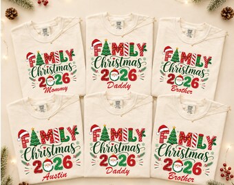 Christmas Custom Family shirts, Christmas T-Shirts, Christmas Family Custom Shirt, Custom Tee, Comfort Colors, Christmas Holiday, Cute Names