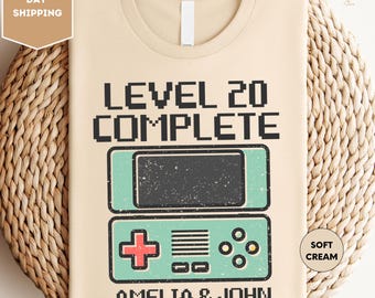 Couples 20th Anniversary Shirt, Level 20 Complete Anniversary Tee, Gamer Husband Anniversary Shirt, Custom Wedding Shirt, Anniversary Shirt