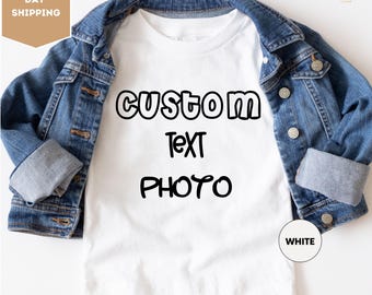 Personalised Kids Photo T-Shirt, Childrens Custom Text T-Shirt, Custom Name Baby Shirt, Custom Baby Bodysuit Shirt, Custom Text Kids Shirt