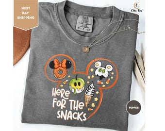Comfort Colors „Hier für die Snacks“-Shirt, Vintage Disney Halloween Snacks Shirt, Disney Gruselsaison-Shirt, Disney Halloween Gruppen-Shirt