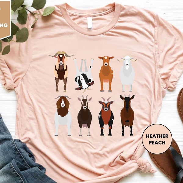 Goat Lover, Animal T-Shirt, Breeds, In A Row, Farm Animal Tee, Spring Clothing, Animal lover