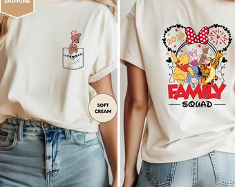 Family Squad Matching Shirts, Cartoon Family Vacation T Shirts, Front Pocket Back Graphic Tee, Family Trip Shirts 2026