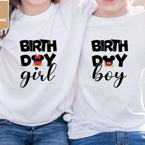 Personalized Minnie and Mickey Birthday Shirt, Birthday Boy Shirt, Birthday Girl Shirt, Mickey and Minnie Mouse Party Shirt, Birthday Shirt