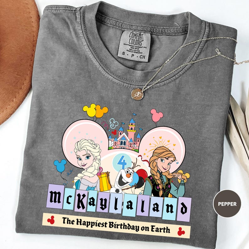 Custom Frozen Birthday Shirt, Princess Elsa Personalized Birthday Tee, Anna Birthday Kids Gift, Disneyland Trip Tee, Magic Kingdom Shirt immagine 1