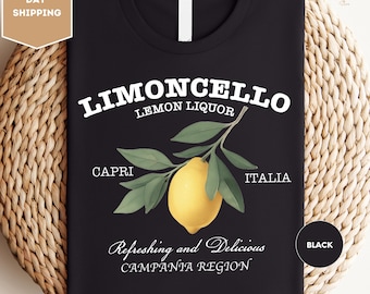 Limoncello Shirt, Lemon Shirt, Amalfi Coast, Italy T-Shirt, Vacation T-Shirt, Preppy Shirt, Lemons Tee, Cocktail T-Shirt, Retro Graphic Tee