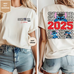 Aangepaste afgestudeerde T-shirt, Disney Stitch Senior 2025-shirt, Senior Stitch Tee, Disney Grad Tee, Disney Graduation Trip Tee, Senior Squad Shirt