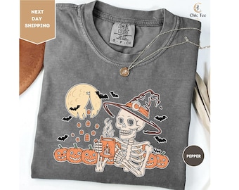Comfort Colors Skeleton Halloween Shirt, Disney Halloween Pumpkin Shirt, Spooky Season Shirt, Halloween Party Shirt, Halloween Family Shirt