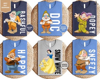 Camisetas familiares de Disney, Blancanieves y los Siete Enanitos, Disney, Blancanieves, cumpleaños de Disney, los Siete Enanitos